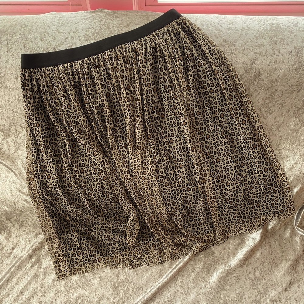 Leopard Print Tulle Skirt with Elastic Waist Size XL